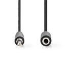 Nedis CAGL22050BK50 3,5mm jack hosszabító hábel, 3,5mm sztereo jack dugó - 3,5mm sztereo jack aljzat, hossz 5m CAGL22050BK50