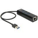 DeLock USB 3.0 Hub 3 Port + 1 Port Gigabit LAN 10/100/1000 Mbps 62653 DeLock USB 3.0 Hub 3 Port + 1 Port Gigabit LAN 10/100/1000 Mbps 62653