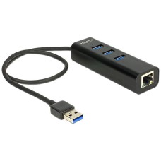 DeLock USB 3.0 Hub 3 Port + 1 Port Gigabit LAN 10/100/1000 Mbps 62653 DeLock USB 3.0 Hub 3 Port + 1 Port Gigabit LAN 10/100/1000 Mbps 62653