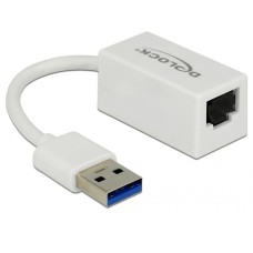 DeLock SuperSpeed USB3.2 Type-A male > Gigabit LAN 10/100/1000 Mbps compact Adapter White 65905