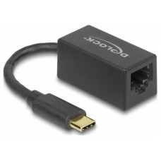DeLock SuperSpeed USB (USB 3.2 Gen 1) with USB Type-C male > Gigabit LAN 10/100/1000 Mbps compact Adatper Black 66043