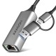 AXAGON ADE-TXCA USB-C + USB-A Gigabit Ethernet Adapter Grey ADE-TXCA AXAGON ADE-TXCA USB-C + USB-A Gigabit Ethernet Adapter Grey ADE-TXCA