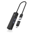 Raidsonic IcyBox IB-HUB1439-LAN 4-Port hub with USB3.2 Gen 1 Type-A or Type-C interface Black IB-HUB1439-LAN Raidsonic IcyBox IB-HUB1439-LAN 4-Port hub with USB3.2 Gen 1 Type-A or Type-C interface Black IB-HUB1439-LAN
