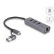 DeLock 3Port USB 5 Gbps Hub + Gigabit LAN with USB Type-C or USB Type-A connector in metal case 64282 DeLock 3Port USB 5 Gbps Hub + Gigabit LAN with USB Type-C or USB Type-A connector in metal case 64282
