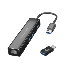 Conceptronic  DONN07BA USB to Gigabit Network Adapter with 3-Port USB Hub Black DONN07BA