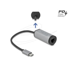 DeLock USB Type-C Adapter to Gigabit LAN with Power Delivery port Grey 64116 DeLock USB Type-C Adapter to Gigabit LAN with Power Delivery port Grey 64116