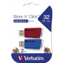 Verbatim 32GB Store n Click USB 3.2 Blue/Red (2pack) 49308 Verbatim 32GB Store n Click USB 3.2 Blue/Red (2pack) 49308