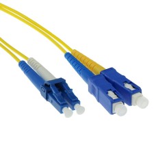 ACT LSZH Singlemode 9/125 OS2 fiber cable duplex with LC and SC connectors 1,5m Yellow RL8951