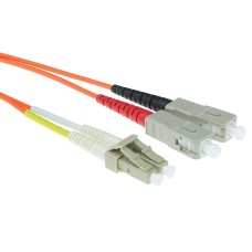 ACT LSZH Multimode 62.5/125 OM1 fiber cable duplex with LC and SC connectors 10m Orange RL8010