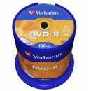 Verbatim DVD-R 4,7Gb 16x Hengeres 100db/csomag (100-as címke) 43549 Verbatim DVD-R 4,7Gb 16x Hengeres 100db/csomag (100-as címke) 43549