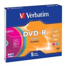 Verbatim DVD-R 4,7Gb 16x Slim 5db/csomag (5-&ouml;s c&iacute;mke) 43557