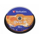 Verbatim DVD-R 4,7Gb 16x Hengeres 10db/csomag (10-ös címke) 43523