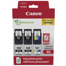 Canon 2xPG-560 XL + CL-561 XL Multipack tintapatron + Photo Paper Value Pack 3712C012 Canon 2xPG-560 XL + CL-561 XL Multipack tintapatron + Photo Paper Value Pack 3712C012