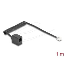 DeLock Telephone Cable / Coiled Cable RJ11 plug to RJ11 jack 1m Black 90230