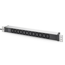 Digitus Socket strip with aluminum profile 12-way 2m cable safety plug Black DN-95426