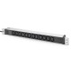 Digitus Socket strip with aluminum profile 12-way 2m cable safety plug Black DN-95426