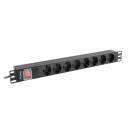 Lanberg 19" PDU/elosztósor 1U 16A 2m 8x Schuko aljzat PDU-08F-0200-BK Lanberg 19" PDU/elosztósor 1U 16A 2m 8x Schuko aljzat PDU-08F-0200-BK