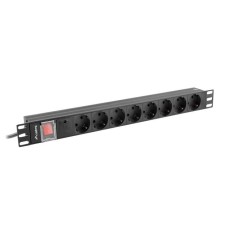 Lanberg 19" PDU/elosztósor 1U 16A 2m 8x Schuko aljzat PDU-08F-0200-BK Lanberg 19" PDU/elosztósor 1U 16A 2m 8x Schuko aljzat PDU-08F-0200-BK