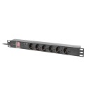 Lanberg 19" PDU/elosztósor 1U 16A 2m 6x Schuko aljzat Black PDU-06F-0200-BK Lanberg 19" PDU/elosztósor 1U 16A 2m 6x Schuko aljzat Black PDU-06F-0200-BK