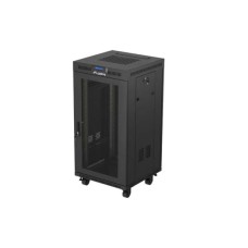 Lanberg 19" szabadon &aacute;ll&oacute; rack szekr&eacute;ny 22U/600X600 perfor&aacute;lt ajt&oacute;, lapraszerelt, LCD kijelző, fekete V2 FF01-6622-23BL