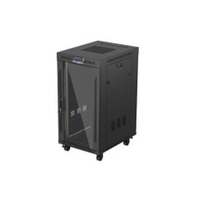 Lanberg 19" szabadon &aacute;ll&oacute; rack szekr&eacute;ny 22U/600X800 &uuml;vegajt&oacute;, lapraszerelt, LCD kijelző, fekete V2 FF01-6822-12BL