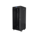Lanberg 19" szabadon álló rack szekrény 27U/600X600 üvegajtó, lapraszerelt, LCD kijelző, fekete V2 FF01-6627-12BL Lanberg 19" szabadon álló rack szekrény 27U/600X600 üvegajtó, lapraszerelt, LCD kijelző, fekete V2 FF01-6627-12BL