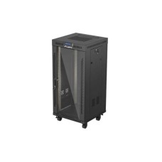Lanberg 19" szabadon &aacute;ll&oacute; rack szekr&eacute;ny 24U/600X600 &uuml;vegajt&oacute;, lapraszerelt, LCD kijelző, fekete V2 FF01-6624-12BL