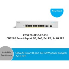 CISCO Switch 8x1000Mbps (POE) + 2x1000Mbps SFP, Menedzselhető, F&eacute;mh&aacute;zas, Rackes - CBS220-8P-E-2G-EU CBS220-8P-E-2G-EU