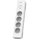 Built-in convenience features, 4 AC GM outlets, 600 J surge protection, 2 m cable, tangle-free braided cable, master power switch, built-in keyhole slots for wall mounting, safety protection, child-proof lock SPN7040WA/58