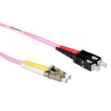 ACT LSZH Multimode 50/125 OM4 fiber cable duplex withLC and SC connectors 15m Pink RL8715