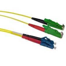 ACT LSZH Singlemode 9/125 OS2 fiber cable duplex with E2000/APC and LC/UPC connectors 3m Yellow RL3203 ACT LSZH Singlemode 9/125 OS2 fiber cable duplex with E2000/APC and LC/UPC connectors 3m Yellow RL3203