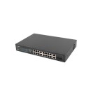 Lanberg Switch menedzsment nélküli, 16x 100Mb PoE+/ 2x 1GB/1X SFP, 10", 19" rackes (150W) RSFE-16P-2C-150