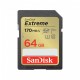 Sandisk 64GB SDXC Extreme Class 10 U3 UHS-I V30 00121579