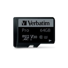 Verbatim 64GB microSDXC Pro Class 10 U3 V30 + adapterrel 47042 Verbatim 64GB microSDXC Pro Class 10 U3 V30 + adapterrel 47042