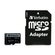 Verbatim 128GB microSDXC Pro Class 10 U3 V30 + adapterrel 47044 Verbatim 128GB microSDXC Pro Class 10 U3 V30 + adapterrel 47044