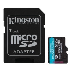 Kingston 512GB microSDXC Canvas Go Plus Gen4 Class 10 UHS-I U3 + adaper SDCG4/512GB Kingston 512GB microSDXC Canvas Go Plus Gen4 Class 10 UHS-I U3 + adaper SDCG4/512GB
