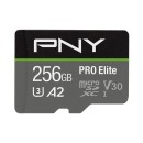 PNY 256GB microSDXC Pro Elite Class 10 U3 V30 A2 + adapterrel P-SDU256V32100PRO-GE