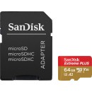 Sandisk 64GB microSDXC Extreme Plus Class 10 U3 A2 C10 V30 + adapterrel SDSQXBU-064G-GN6MA Sandisk 64GB microSDXC Extreme Plus Class 10 U3 A2 C10 V30 + adapterrel SDSQXBU-064G-GN6MA