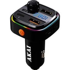 Aut&oacute;s t&ouml;ltő 2xUSB + 1xUSB-C aljzattal Akai FMT-26BT FM Transmitter +Bluetooth FMT-26BT
