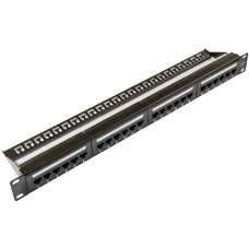 BRAND 24-es patch panel aljzattal CAT.6 6246 Patch panel, 24 db UTP aljzattal CAT.6., betűzős, tehermentes&iacute;tős,1U, fekete.