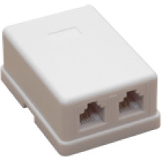 6P4C mini dupla 2 x 6P4C (RJ11) aljzat, p&aacute;rhuzamos&iacute;tott, falon k&iacute;v&uuml;li, felcsavarozhat&oacute;, ragaszthat&oacute;.