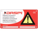 DASPI CARTELLO ATTENZIONE Automata kapu működésére figyelmeztető, fémtábla, 5 nyelvű.