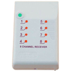ELMES ELECTRONIC CH8H R 8 csatorn&aacute;s vevő, max. 40 &eacute;rz&eacute;kelő fogad&aacute;sa, rel&eacute; kimenetek, 433,92MHz, riaszt&oacute; funkci&oacute;.