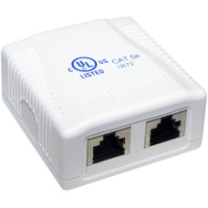 FTP-CAT.5 falonk&iacute;v&uuml;li dupla aljzat Dupla RJ45, Cat.5 aljzat, FTP, &aacute;rny&eacute;kolatlan, falon k&iacute;v&uuml;li, felcsavarozhat&oacute;, ragaszthat&oacute;.