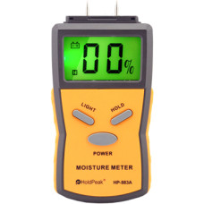 HOLDPEAK 883A Univerz&aacute;lis, digit&aacute;lis nedvess&eacute;gm&eacute;rő, 5-40%, be&eacute;p&iacute;tett m&eacute;rőcs&uacute;cs, hord t&aacute;ska.
