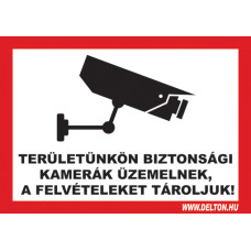 Matrica 1 A5 TER&Uuml;LET&Uuml;NK&Ouml;N BIZTONS&Aacute;GI KAMER&Aacute;K &Uuml;ZEMELNEK, A FELV&Eacute;TELEKET T&Aacute;ROLJUK! A5 matrica