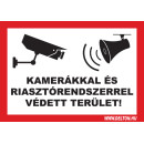 Matrica üvegre 5 A4 KAMERÁKKAL ÉS RIASZTÓRENDSZERREL VÉDETT TERÜLET! Üvegmatrica A4