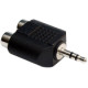 RCA átalakító Jack dugóra 2 RCA dugó / 3.5 mm sztereó Jack dugó átalakító, műanyag, fekete. RCA átalakító Jack dugóra 2 RCA dugó / 3.5 mm sztereó Jack dugó átalakító, műanyag, fekete.