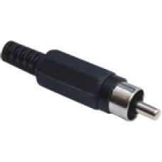 RCA dug&oacute; műanyag fekete Lengő RCA dug&oacute;, forraszthat&oacute;, műanyag csatlakoz&oacute; h&aacute;z, fekete.