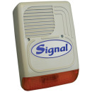 SIGNAL PS-128 7 hangú 7 hangú kültéri hang-fényjelző szabotázsvédett fémházban, akkut igényel, 128dB.